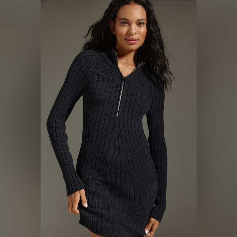✨ Anthropologie Quarter-Zip Sweater Dress